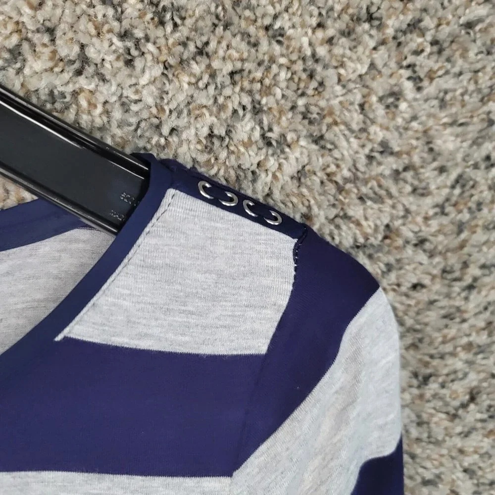 White House Black‎ Market Top Womens XXS Striped 3/4 Sleeve Tunic Stretch Casual - Picture 6 of 9